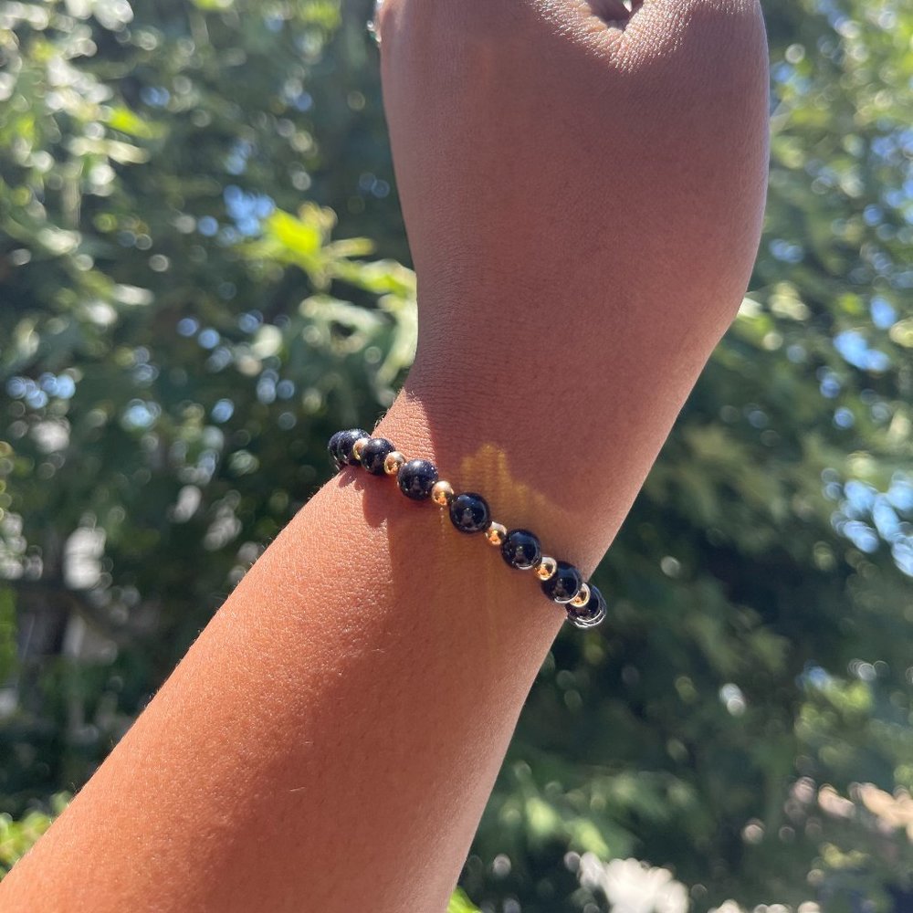 Blue Sandstone with Gold Filled Accent Beads